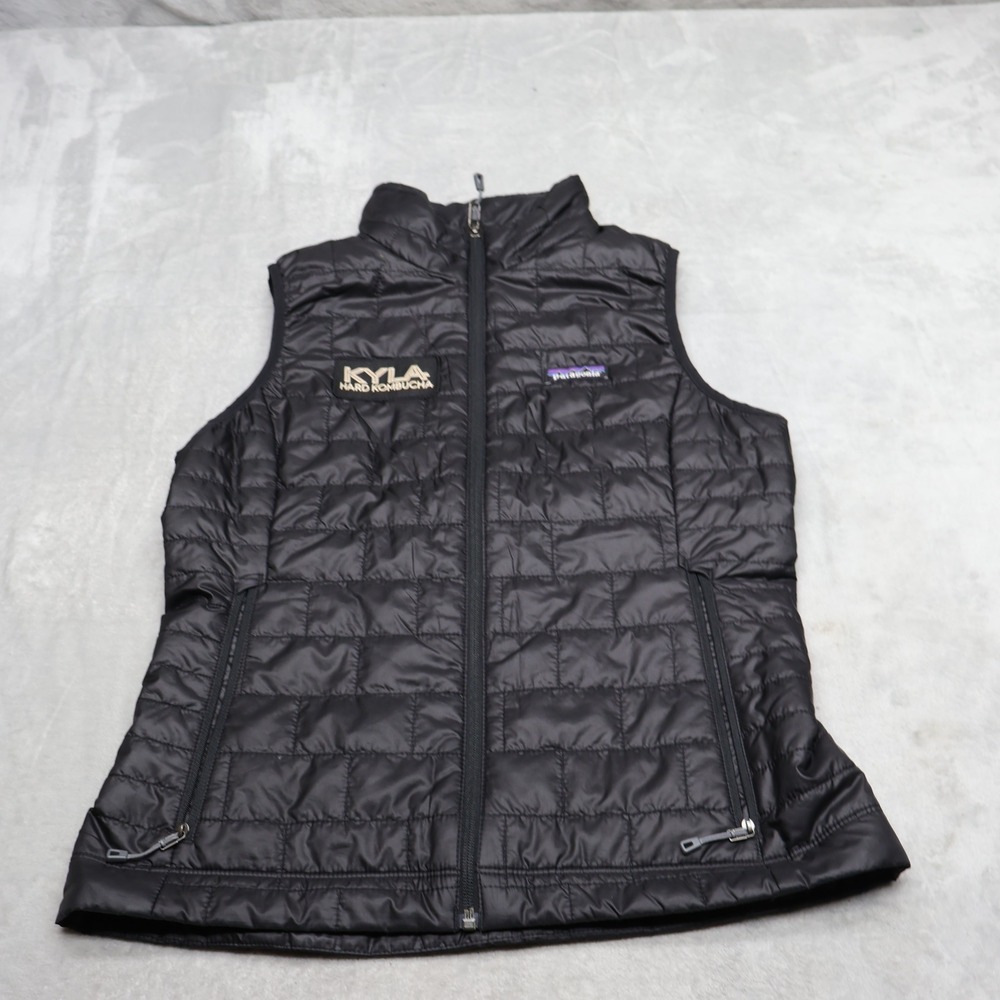 Patagonia Vest Womens Small Black Primaloft Quilted Full Zip Insulated Nano Puff